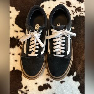 Vans Black and White Shoes with Gum Soles